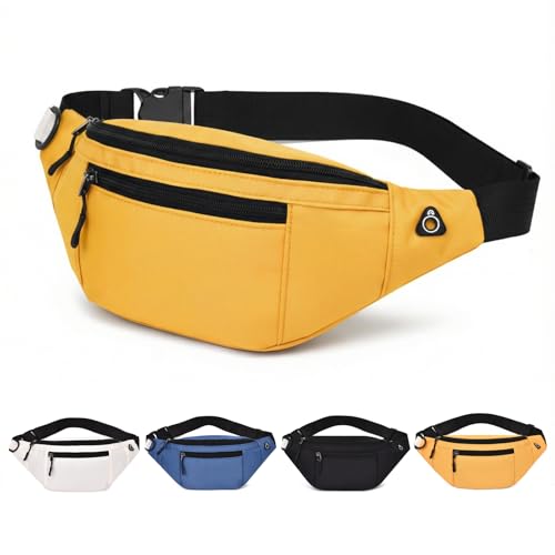 Riñonera Hombre Mujer – Bolsa de Cintura Impermeable y Ligera para Viajes, Senderismo & Uso Diario – Alternativa a la Riñonera (Amarillo)
