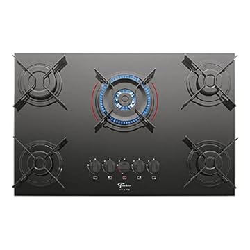 FISCHER COOKTOP À GÁS 5 BOCAS TRIPLA CHAMA FIT LINE MESA VIDRO PRETO BIVOLT - 26300-57079