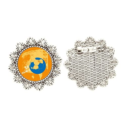 Broche de plata con diseño de flor de fútbol americano de acabado pulido