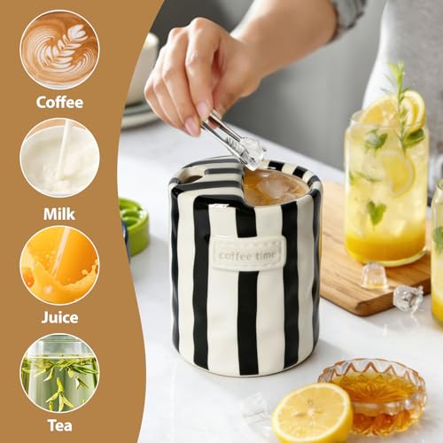 Taza de cerámica con diseño a rayas 10oz miniatura 3