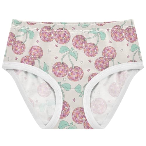 Girl's Cotton Brief Underwear Cherry Disco Ball Soft Comfort Girls Panties for 2-8 Years