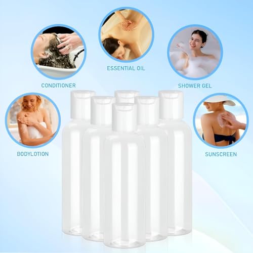 Image of MAPPERZ Empty Clear Refillable Bottles Travel Size, Cosmetic Containers Small Leak Proof Squeeze Bottles with White Flip Top Cap for Toiletries, Shampoo, Round, 100ml, Pack of 3