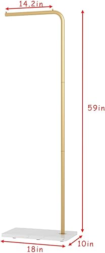 Miniatura 10 de Percheros de metal dorado, perchero de pie con base pesada, moderno árbol de abrigo con barra transversal y 3 ganchos, percheros de entrada para