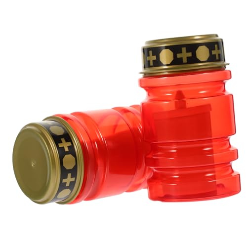 FUTUREORYY 2 piezas Velas LED sin para Cementerio Parpadeante sin Baterías Lámparas Religiosas para Decoración de Tumba Efecto Vela Artificial Segura y Portátil