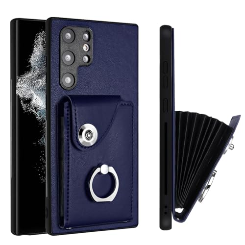 Étui Galaxy S22 Ultra antichoc en cuir avec fermoir magnétique et TPU