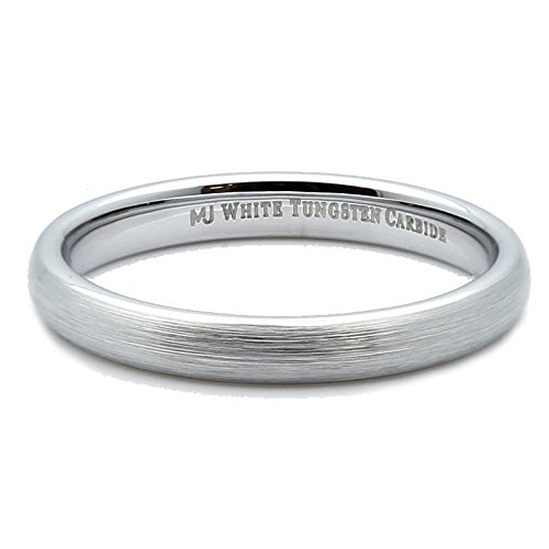 White Tungsten Carbide Brushed Classic Domed 3mm or 6mm Wedding COMFORT FIT Ring3