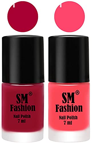 Image of Long Lasting Nail Polish | Nail Paint Combo 7 ml Each) - Set of 2 Dark Magenta-Pink