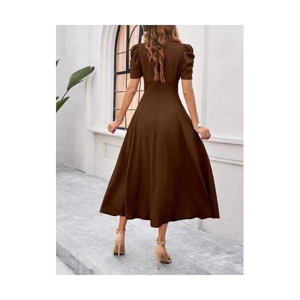 shasmi girls womens solid color v neck a line maxi dress for women new year party outfit waist cinched puff sleeve western elegant casual wear dress 246