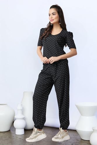 Image of POPWINGS Casual Printed Top and Joggers Set for Women || Stylish Summer Co-Ords Set for Women || Round-Neck Top and Joggers Combo Set for Women