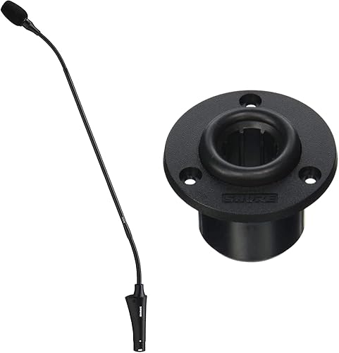 Shure CVG18-B/C - Micrófono de condensador de cuello de cisne, 18 pulgadas, preamplificador en línea, montaje en brida, cardioide (negro) y soporte