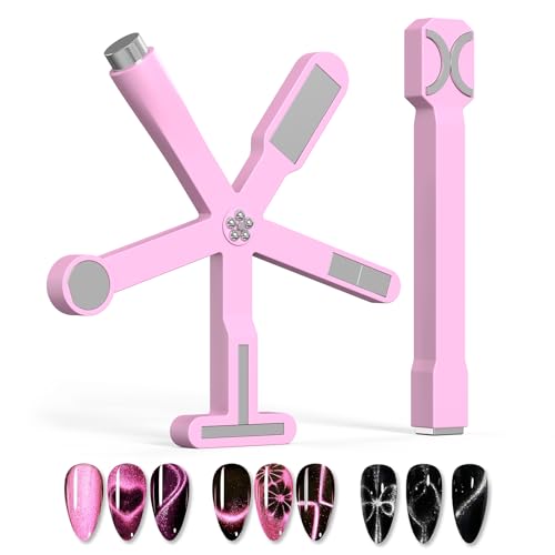 9 in 1 Gel Nail Polish Magnets for Nail Art, 2Pcs Cat Eye Magnet Kit, Strong Magnetic Nail Design Tools for Salon & Home DIY