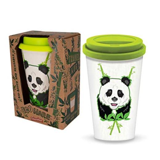 Ecoware Reusable Travel Mug - Panda from Deluxebase. 400ml Eco-Friendly Animal Coffee Mug. Sustainable cups for hot drinks such as tea and coffee made from bamboo and bio-based materials