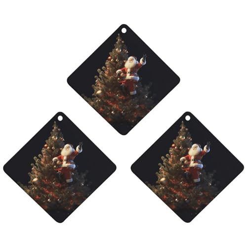 Lot de 3 désodorisants de voiture à suspendre - Feuilles parfumées à suspendre pour voiture, maison, voiture, décoration intérieure, Père Noël sur le sapin de Noël