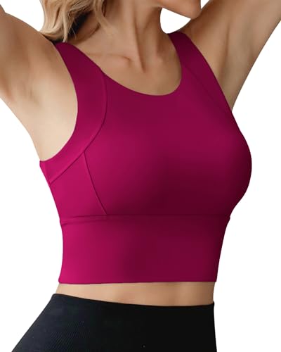 Image of Ama Larsi High Neck Longline Sports Bra for Women | Padded, Medium Impact, Wirefree, Workout Crop Tank Tops, Yoga Gym