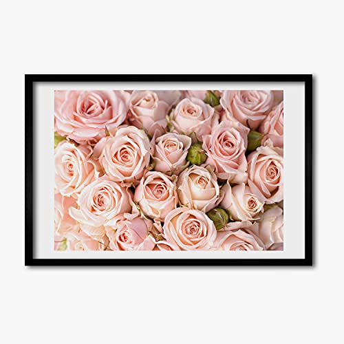 Cadre en bois MDF 60x40 cm Tulup avec peinture moderne de roses pour un relief unique