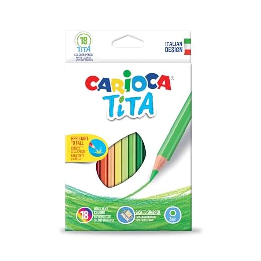 CARIOCA TITA, Matite Colorate, Set di Matite in Resina Esagonali, Pastelli per Bambini e Adulti, Ideali per Disegnare e Colorare, Scrittura Morbida, Colori Assortiti, 18 Pezzi