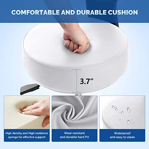 Jmu Dental Assistant Stool, 360° Rolling Stool Chair With Thick Cushion For Dentist Lab Salon Office And Home, White #TOP1