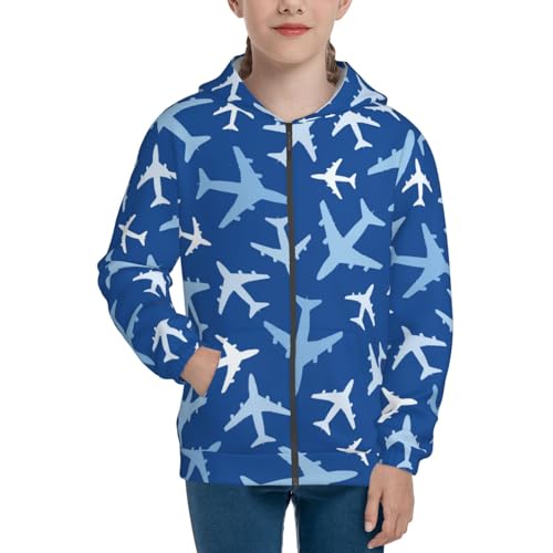 Airplanes in the Sky Kid Hoodies Boys Zip Up Sweatshirts Girls Pullover with Pocket3