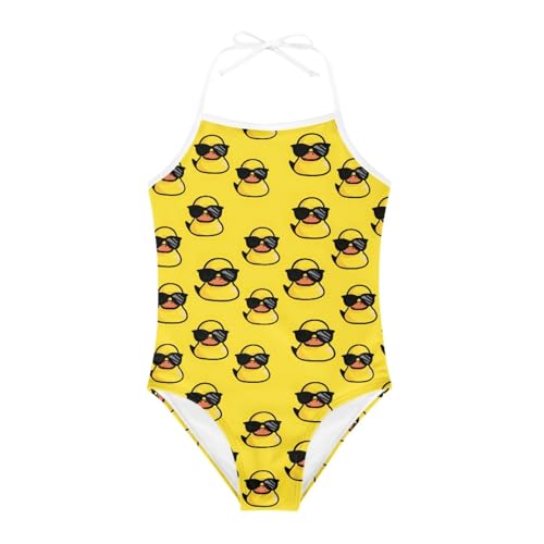 KiuLoam Tropical Floral Navy Blue Girls One Piece Swimsuit Quick Dry Beach Swim Bathing Suit for 3-8 Years Little Girls