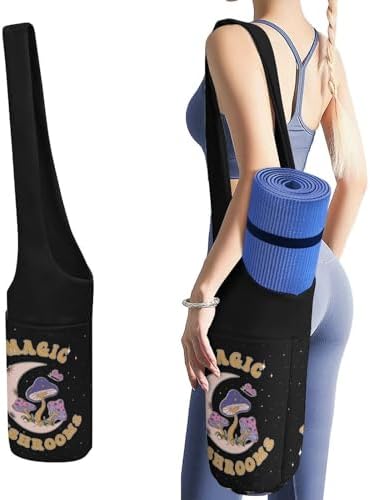 Niapessel Yoga Mat Bag, Yoga Mat Bags for Women, Magic Mushrooms Moon Print Yoga Mat Holder Bag Carrier Large with Pockets Yoga Accessories Yoga Gifts for Women And Yoga Lover