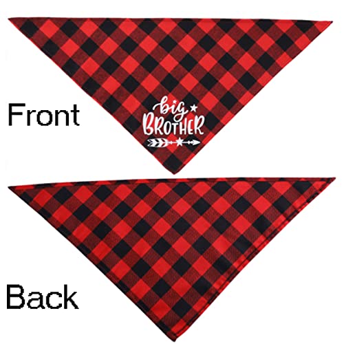 Dog Bandana 2 Pack - Big Brother Cotton Bandanas Handkerchiefs Scarfs Triangle Bibs Accessories For Small Medium Large Dogs Puppies Pets(L) #TOP2
