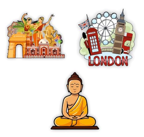 Image of Zesta Wooden Fridge Magnets Set | Refrigerator Decor Magnets for Kitchen | India Souvenir Fridge Magnet Collection | Wooden Magnet for Fridge Door Decoration (Culture)