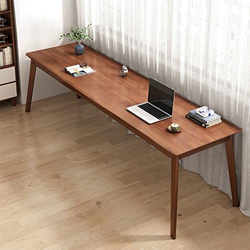 NELYE Mid-Century Long Desk Table - 71' Simple Modern Extra Long 2-Person Wood Computer Workstation for Home Office Work in Walnut, 71' W x 24' D