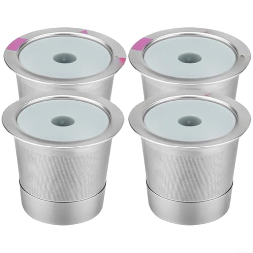 FUBESK Filtro de cápsulas de café reutilizable de acero inoxidable con malla fina de una sola porción, compatible con cafeteras 1.0 y 2.0, color rosa