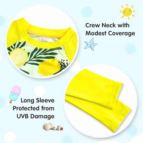 Image of Girls Rash Guard Swimsuit Long Sleeve Tankini Sets Two Pieces Bathing Suit Swimwear UPF 50+ Sun Protection