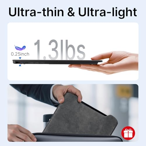 Image of Laptop Screen Extender - Ultra-Thin 1.3lbs 14 inch FHD IPS Dual Portable Monitor Extension for Laptop, Attachment Plug & Play for 13-17 inch Laptops, Second Extra Travel Display for Windows /Mac /Android