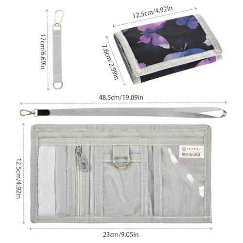 Trifold Wallet for Boys Ages 9-12 Mini Outdoor Sports Purse Coin Pocket & Card Holder, Travel Accessory Butterfly3