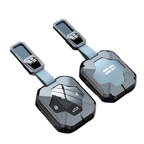 CPAMORTEL Car Zinc Alloy Leather Key Case Fit for Jetour Traveller 2023 2024 T2 Key Full Cover Prtective Holder Chain Decorations(Style3)