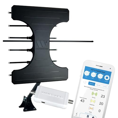 Winegard Elite Pro Outdoor VHF/UHF HDTV Antenna with Bluetooth Signal Meter and Integrated Channel Finder, Up to 70 Mile Range