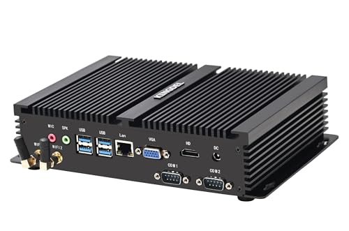 Image of KINGDEL Mini Desktop Computer, Fanless Industrial PC, Core i7 8th Gen. CPU, 32GB DDR4 RAM, 1TB NVMe SSD, HD Port, VGA, 2xCOM RS232, 4K: 4096x2304, WiFi+BT, Silent Working, Full Metal Case