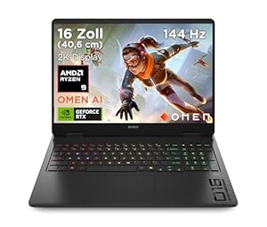 OMEN Gaming Laptop, 16" WUXGA Display 1920×1200, 16:10, 144Hz, AMD Ryzen 9 8940HX, NVIDIA GeForce RTX 5070, 32GB RAM, 1TB SSD, Win 11, 4-Zonen-RGB-QWERTZ Wi-Fi 6, Shadow Black, inkl. 3 Monate GamePass