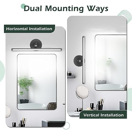 Image of VSATEN 24 inch Bathroom Light Fixtures, Modern Black LED Bathroom Vanity Lights Rotatable Vanity Lights for Bathroom Bedroom Living Room Mirror, 6000K Cool White