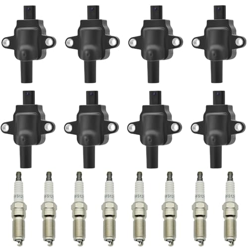 Image of 8 PCS UF893 Square Ignition Coil Pack and Spark Plug Compatible with Ford E350 E450 F250 F450 F350 F53 F550 F59 F600 F650 Super Duty 7.3L V8 2020 2021 2022 Replace# UF893 DG587 LC3Z12029B