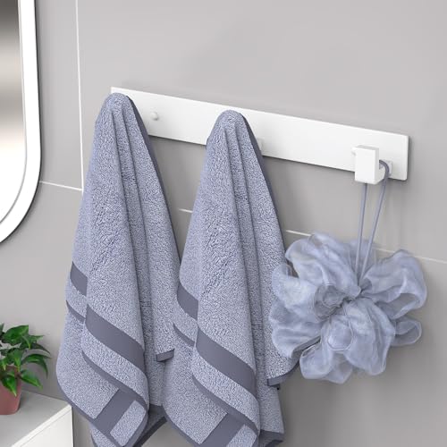 Image of PMMASTO Stainless Steel Coat Rack Wall Mounted, Heavy Duty Metal Hook Rail for Hanging Coats Hats Towels Robes Bags, Modern Wall Hooks Organizer (White, 3 inchL Hooks, 1 Pack)