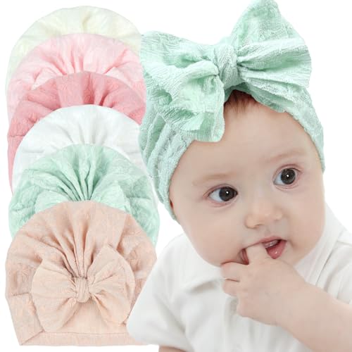 Asufegucd Newborn Baby Turban Hats Infant Turbans Boys Beanie Soft Toddler Cap (Summer Bow)