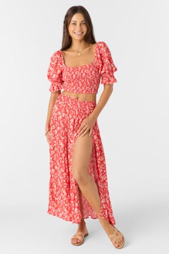 O'NEILL Luciana Floral Maxi Skirt – Lightweight High-Waisted Skirt with Smocked Waistband and Side Slit2