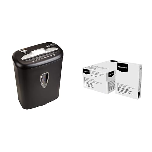Amazon Basics 8-Sheet Cross Cut Paper Shredder and Credit Card Shredder with 4.1 Gallon Bin & Multipurpose Copy Printer Paper, 8.5 x 11 Inch 20Lb Paper - 8 Ream Case (4,000 Sheets), 92 GE Bright White