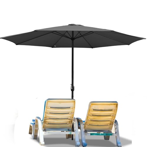 Ollewiellan Parasol 350 cm - Protection UV 50+ - avec Manivelle - de Plage et Jardin Imperméable Pour Terrasse, Balcon, Piscine, Sans Support - Gris