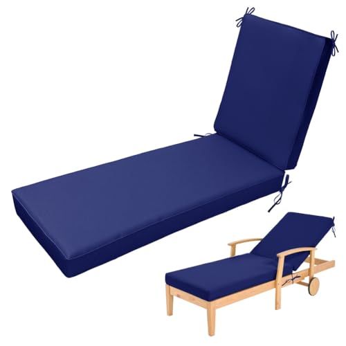 Aocase Liegenauflage Sonnenliege Auflage, Deckchair Auflagen, Tragbarel Auflage Polster für Gartenliege Outdoor, Mit Einstellband für Liegestuhl, Gartenmöbel, Balkon, Sofa,17 Dark Blue,190x60x8cm