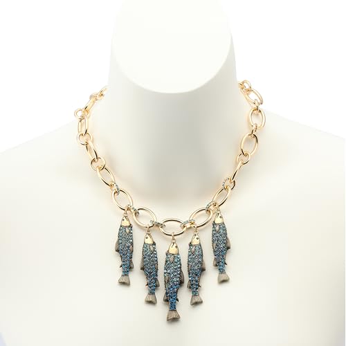 Betsey Johnson Women's Mermaid Jewels Fish Charm Bib Necklace4
