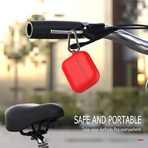 Image of AirPods Pro Case Cover, Coffea Protective Silicone Case with Keychain for Apple AirPod Pro, Mystic Red [US Patent Registered]