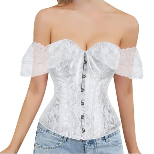 La mejor selección de Lencería moldeadora para Mujer del mes. 42 Tops de corsé para mujer, lencería moldeadora Bustier | Tops de corsé de encaje con cintura con corpiño sexy,Gótico Crop Top Elástico Body Shaper para Mujeres y Cuerpo