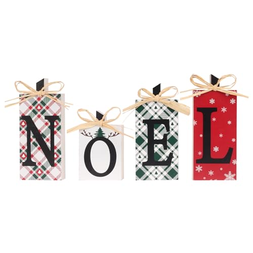 RoseCraft-Christmas-Decorations-4PCS-Rustic-Wooden-NOEL-Sign-Table-Decorations-for-Home-Farmhouse-Indoor-Holiday-Party-Decor RoseCraft Christmas Decorations 4PCS Rustic Wooden NOEL Sign Table Decorations for Home Farmhouse Indoor Holiday Party Decor