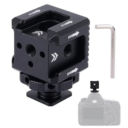 BOXOB Cold Shoe Mount Adapter mit Sechskantschlüssel, Aluminiumlegierung Dreifach Cold Shoe Mount Kamera Verlängerung Halterung Kompatibel mit Nikon Sony...