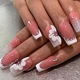 Handmade Press on Nails XXXL 10 Pieces of Three-Dimensional Design Acrylic Large Man-Made Diamond Jewelry Design Female Nail Set For Women Girls