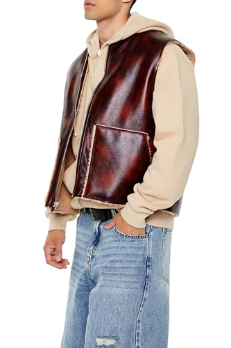 Forever 21 Men's Faux Leather & Shearling Vest4